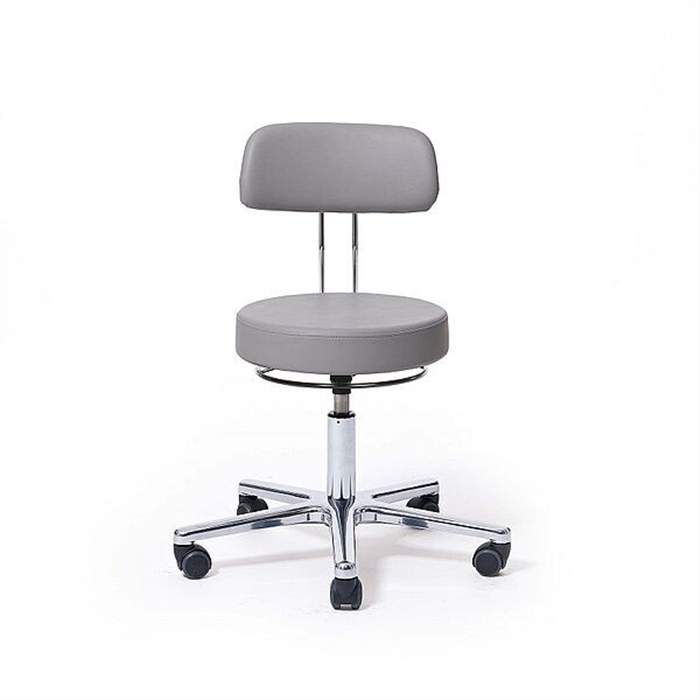 [3018105  C214 Stone] Siège de travail 40-52 cm, Couleur C214 Stone_x000D_
avec petit dossier, réglable en hauteur, déclenchement manuel et par anneau, _x000D_
coussin d'assise D. 36 cm