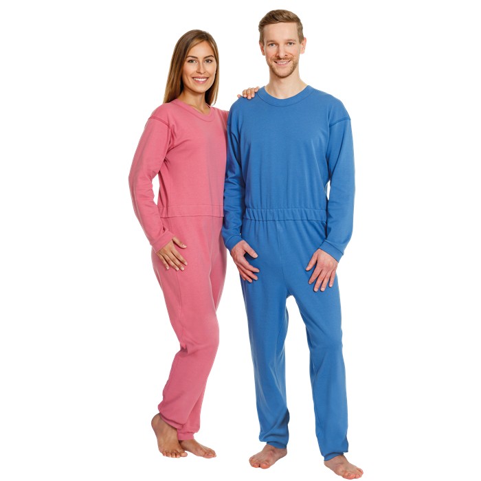 [4681 059 GR.S] Combinaison de soin type polo, longue, avec fermeture à la jambe, coton/polyester, col polo, bleu bleuet, taille S