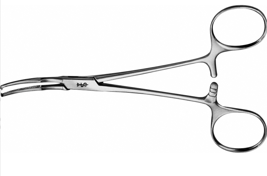 [BJ300R] Pince à péritoine Mikulicz courbe, 140 mm