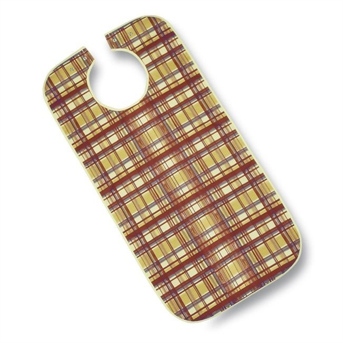 [5571 048 093] Tablier de repas en polyester avec boutons-pression, motif à carreaux rouille, 90 x 46 cm