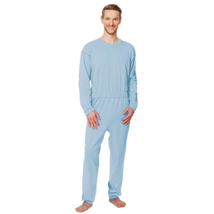 [4706 033 Gr. XL] Combinaison de soin longue en coton, fermeture dos, bleu clair, taille XL