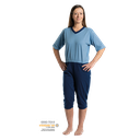 Pyjama de soin, 100 % coton, manches courtes, fermeture éclair dans le dos et aux jambes, bleu à pois, taille L