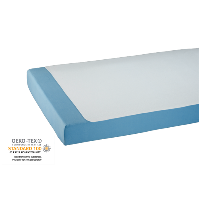 Protège-matelas molletonné, enduit PVC sur une face, bords coupés, blanc, 90 x 150 cm