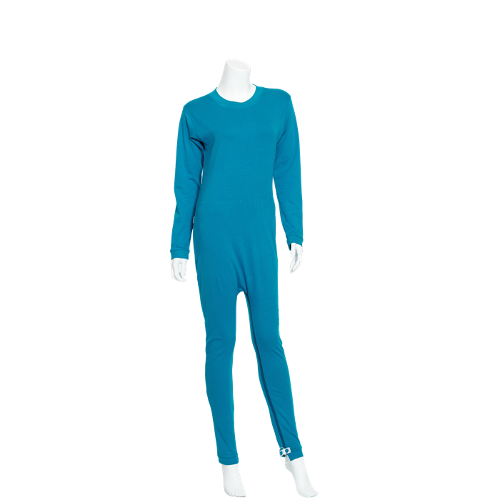 [4701 080 L] Combinaison de soin 100 % coton, longue, avec fermetures jambe et dos, couleur pétrole, taille L