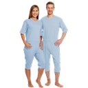 Combinaison de soin courte en coton, zips dos et jambe, bleu clair, taille L