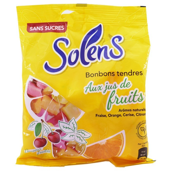[155179] Solens Bonbons Tendres Jus de Fruits Sans Sucres, 100 g