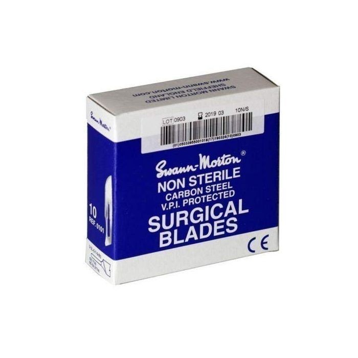 [0101] Lame n°10 non stérile en acier carbone, Swann-Morton, boîte de 100 pièces