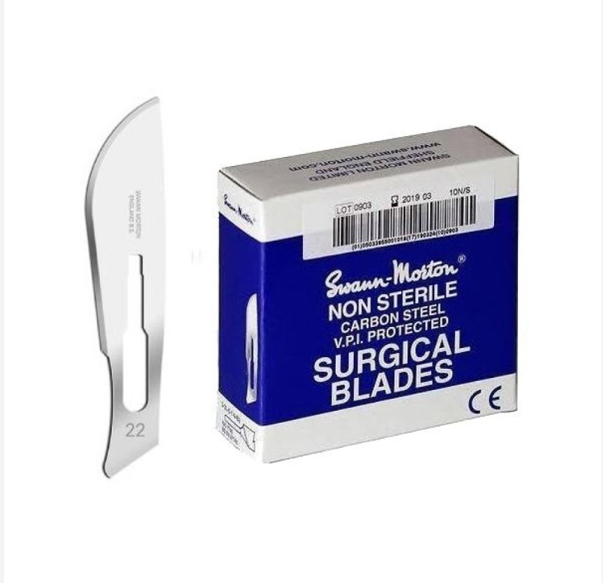 [0108] Lame No. 22 non sterile carbon steel Swann-Morton, 100 pcs