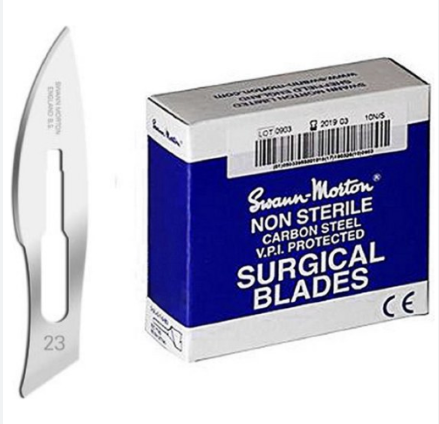 [0110] Lame No. 23 non sterile carbon steel Swann-Morton, 100 pcs
