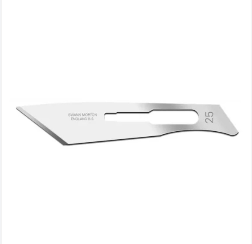 [0112] Lame No. 25 non sterile carbon steel Swann-Morton, 100 pcs