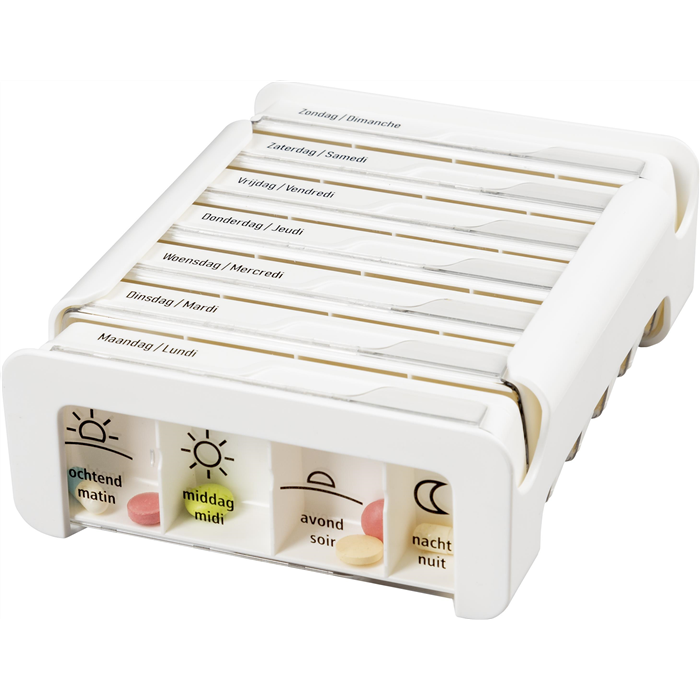 [AD166779] Boîte à médicaments ANABOX Compact pour 7 jours - 4 compartiments par jour nl - fr - blanche