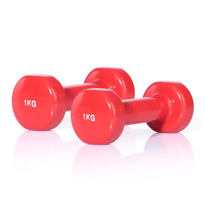 [03701-0002] 2x haltères à main, 1 kg, rouge, paire