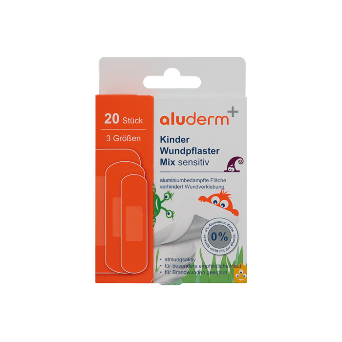 [1008312] Pansements enfants aluderm+ mixtes, peaux sensibles 20 pièces, 3 tailles