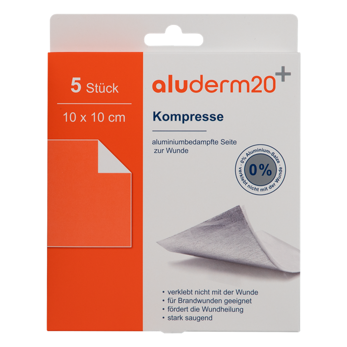 aluderm20+, compresses 5 pièces, 10 cm x 10 cm