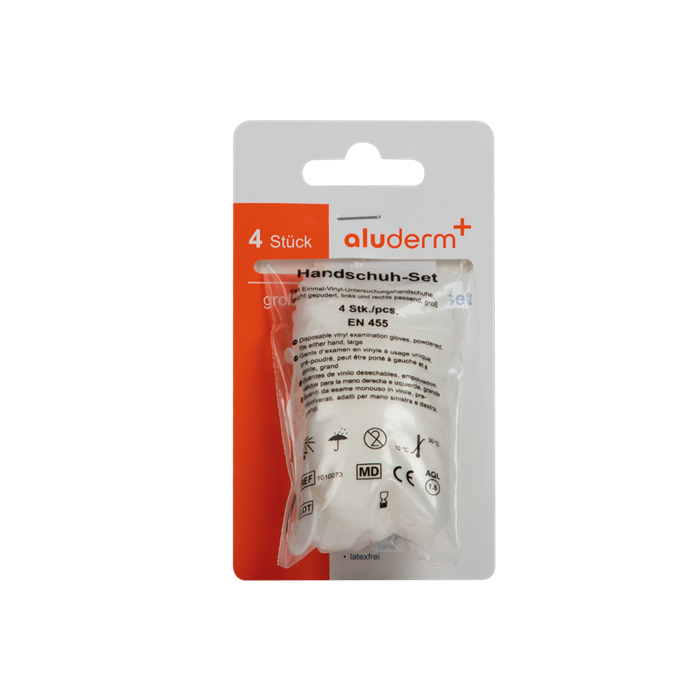 [1008331] aluderm+ gants d’examen en vinyle, 4 pièces, taille L