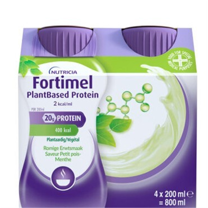 Fortimel PlantBased Protein 2 kcal/ml, Saveur petit pois-menthe, 4 x 200 ml