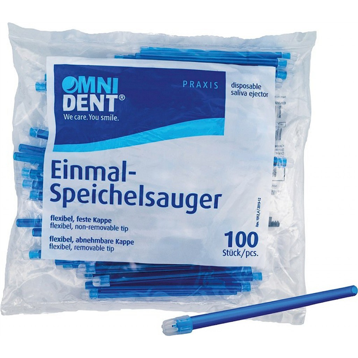 [16634] Omni aspirateur de salive - paquet de 100 pièces, capuchon rigide bleu