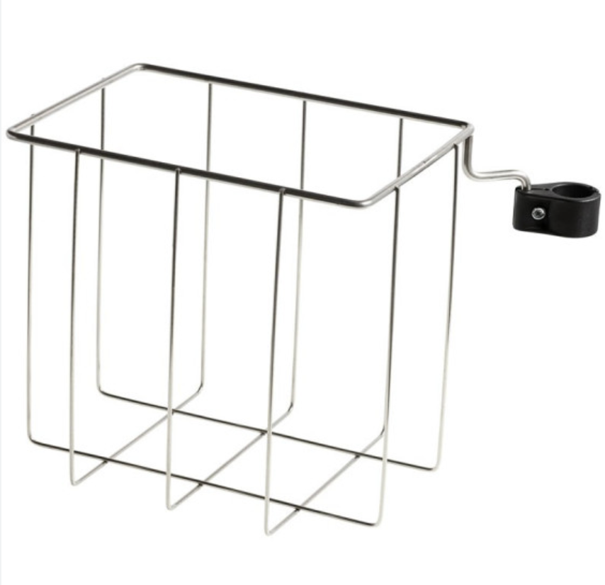 [1501.22] SUPPORT SAC A DECHETS 10 A 20 LITRES EN FIL INOX AVEC PINCE POUR RAIL