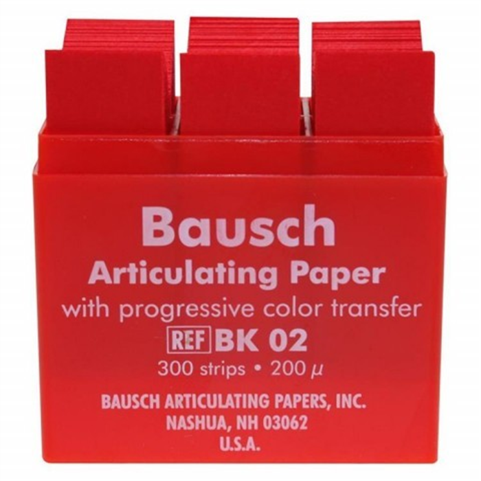 [70250] Papier d’articulation 200 µ, cassette plastique 300 bandes rouges, droite, BK 02