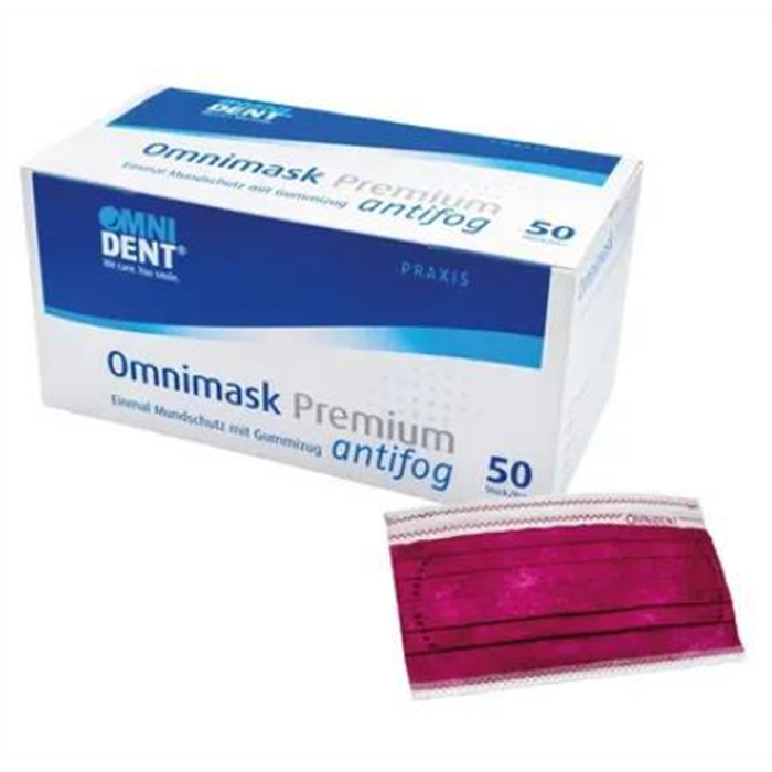 [215202] Omnimask Premium anti-buée - paquet de 50 pièces avec élastique, bordeaux