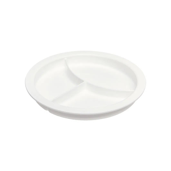 [AD168374] Assiette avec 3 compartiments et ventouse - blanc