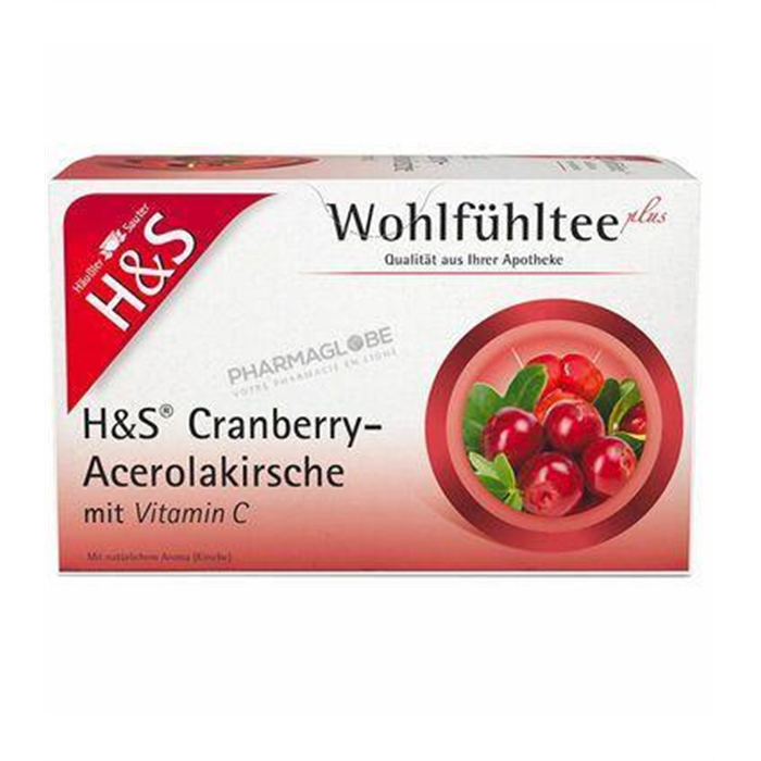 [160935] H&S Thé bien-être n° 61 Canneberge Cerise acérola Vitamine C, 20 sachets