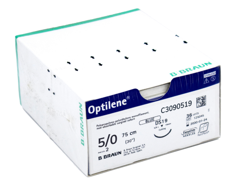 [C3095550] Matériel de suture OPTILENE USP 5/0, metric 1, longueur 45 cm, bleu, 36 pièces