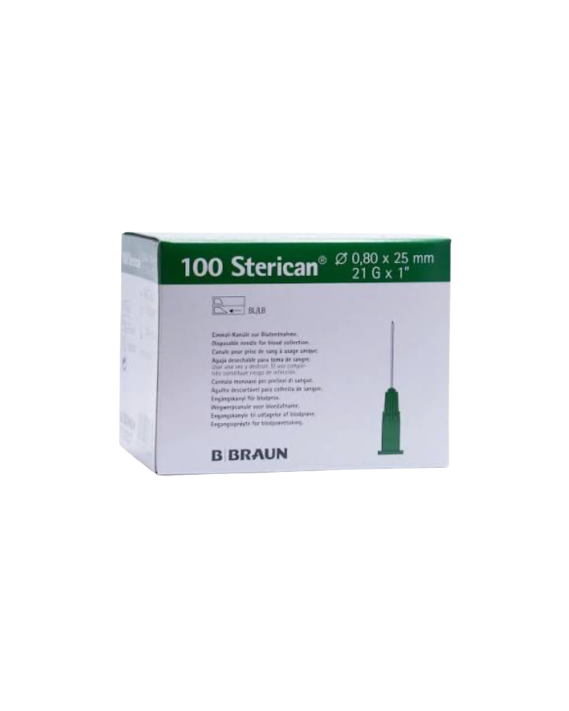 Sterican 0,8 x 50 mm, G21 x 2, biseau long, vert, carton de 100 pièces