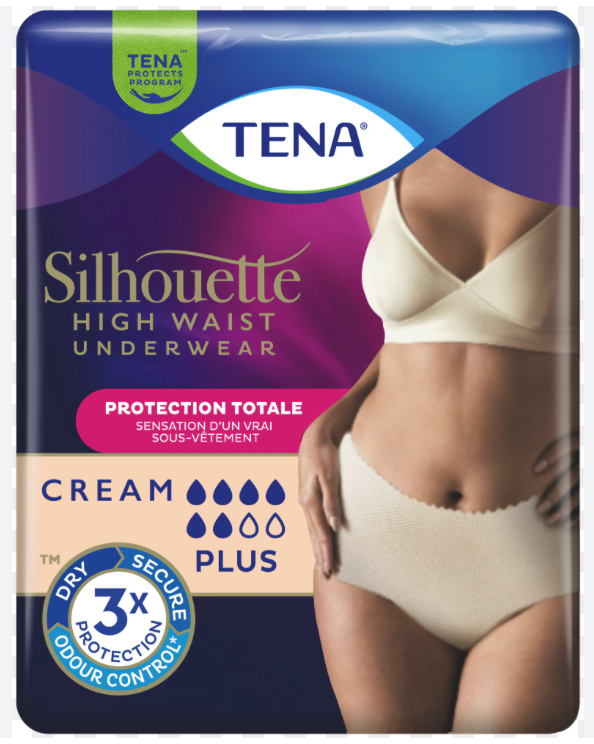 [780326] TENA Silhouette Plus, Creme, Taille Haute L, Sachet de 8 pcs