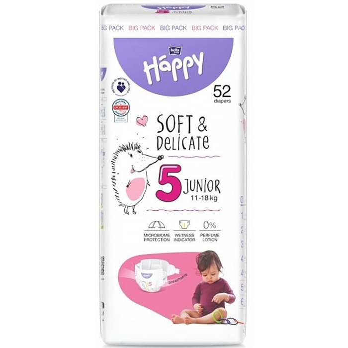 Couches Baby Bella FSC Junior n° 5, 11–18 kg, paquet de 52 pièces