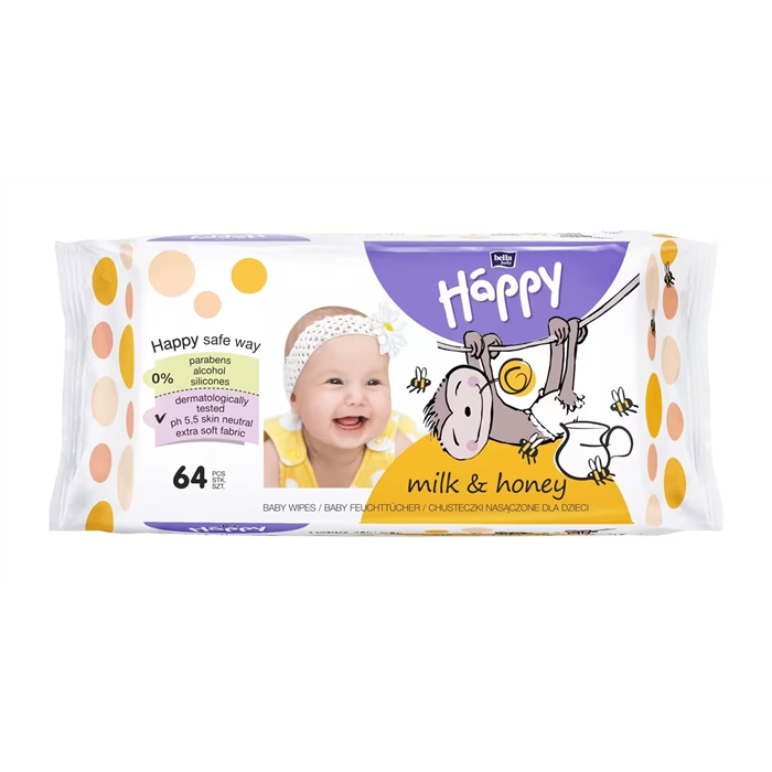 [BB-062-WM64-006] Lingettes baby bella Miel-Lait, 64 pièces