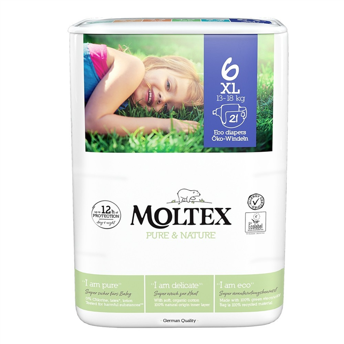 Moltex Nature Couches No. 6 XL 13-18 kg, 21 pièces
