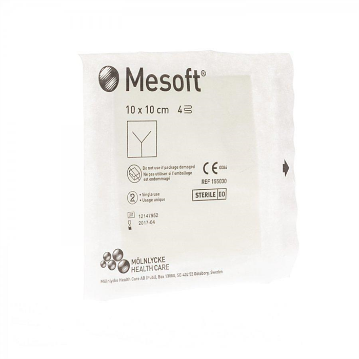 [155030] SCAX  Mesoft - Compresse fendue stérile 10 x 10 cm / compresse trachéale - Bte 130 pcs