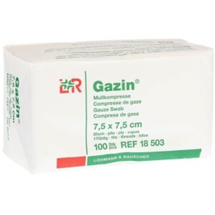 [18503] Compresse Gazin 3D non stérile, 7,5 x 7,5 cm, 8 plis, boîte de 100 pièces