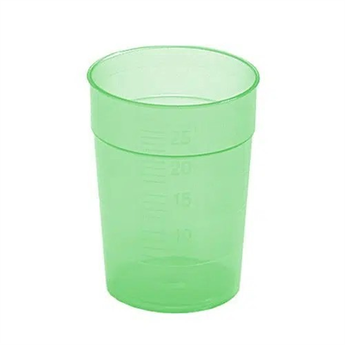 [01305007] Gobelet réutilisable Melipul pour médicaments en PP, vert, 25 ml, empilable, lot de 60