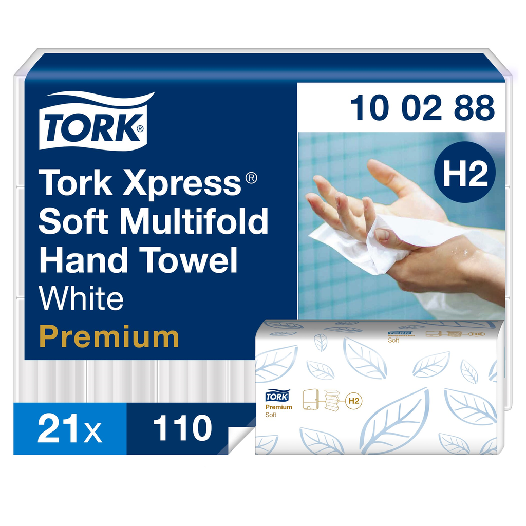 Essuie-mains Tork Xpress Soft Multifold, 34 x 21 cm, carton de 2310 feuilles (21 paquets de 110)