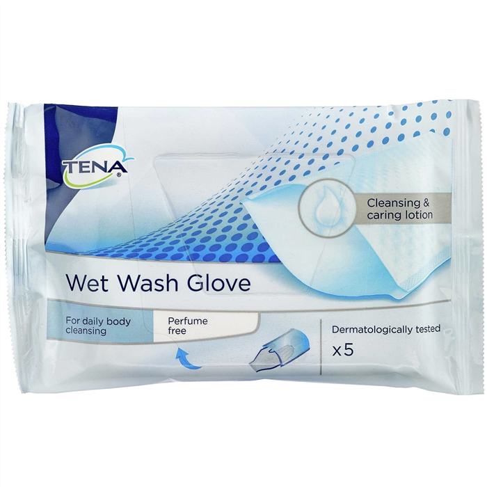 [1162 (1152 ANC.)] TENA Wet Washglove, sans parfum, 5 pièces