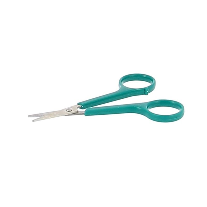 Ciseaux vert bout pointu 12 cm - stérile, boucle plastique, 100 pièces
