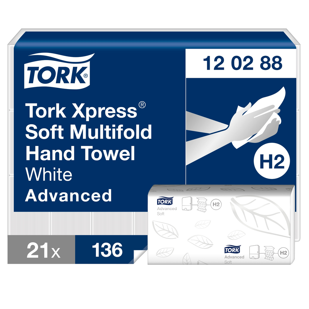 [120399 (ALT 120288)] Essuie-mains Tork Xpress Soft Multifold, 34 x 21 cm, carton de 2856 feuilles (21 paquets de 136)