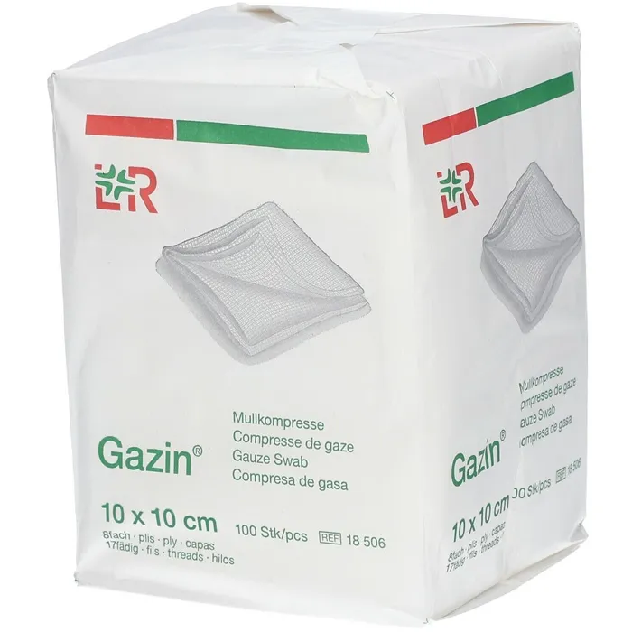 Compresses de gaze Gazin, 10 x 10 cm, non stériles
8 couches, 100 pièces