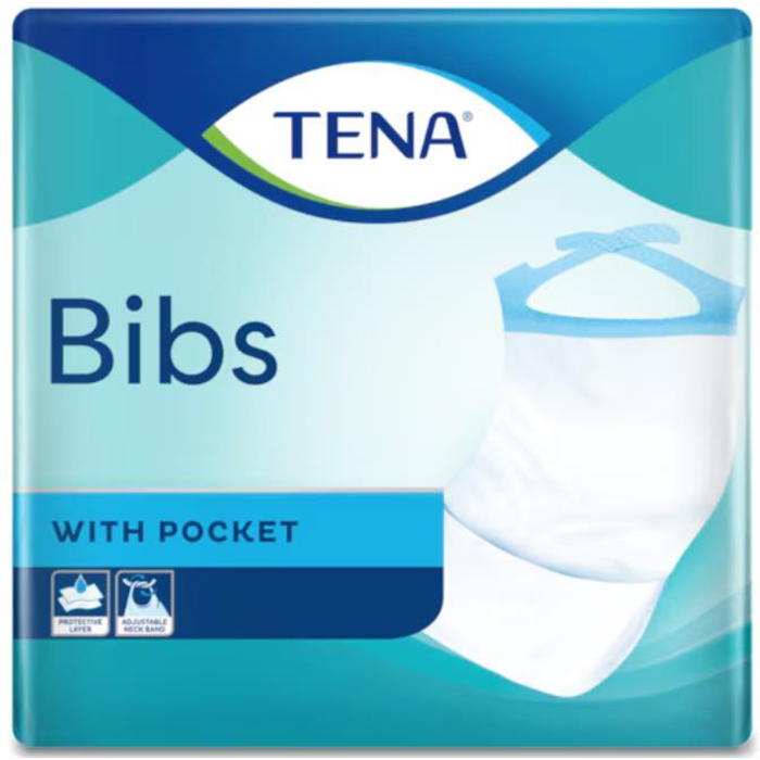 TENA Bibs, bavoirs jetables, Taille M, 37 x 46 cm,  avec poche,  150 pièces