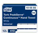 Essuie-mains continus Tork PeakServe 1 pli, blanc, 12 paquets de 410 feuilles