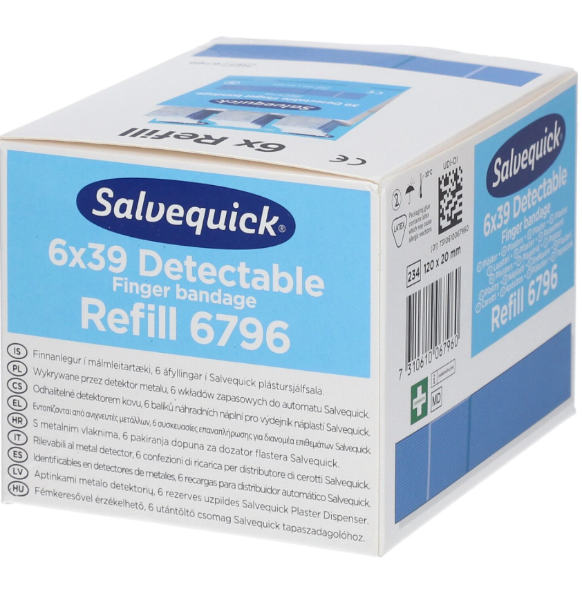 SALVEQUICK PANSEMENT BLEU DETECT. DOIGTS  SET A 30 PCS, BOITE DE 6