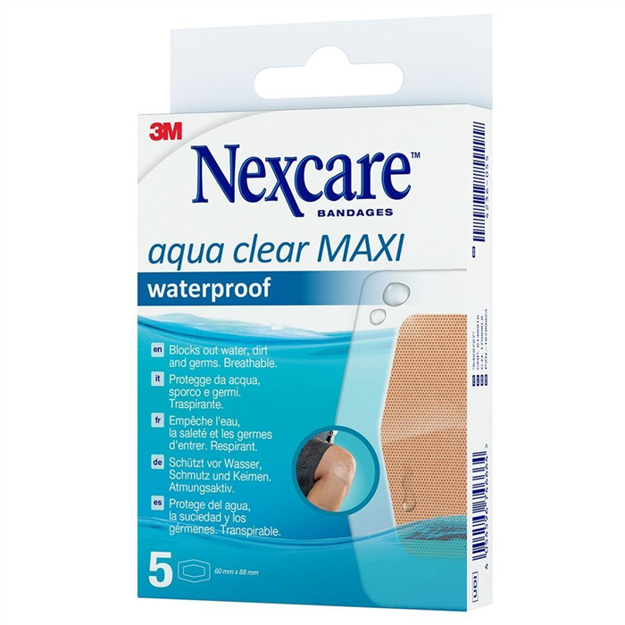 Nexcare Aqua Clear MAXI,waterproof, imperméables, 60 mm x 88 mm, 5 pièces