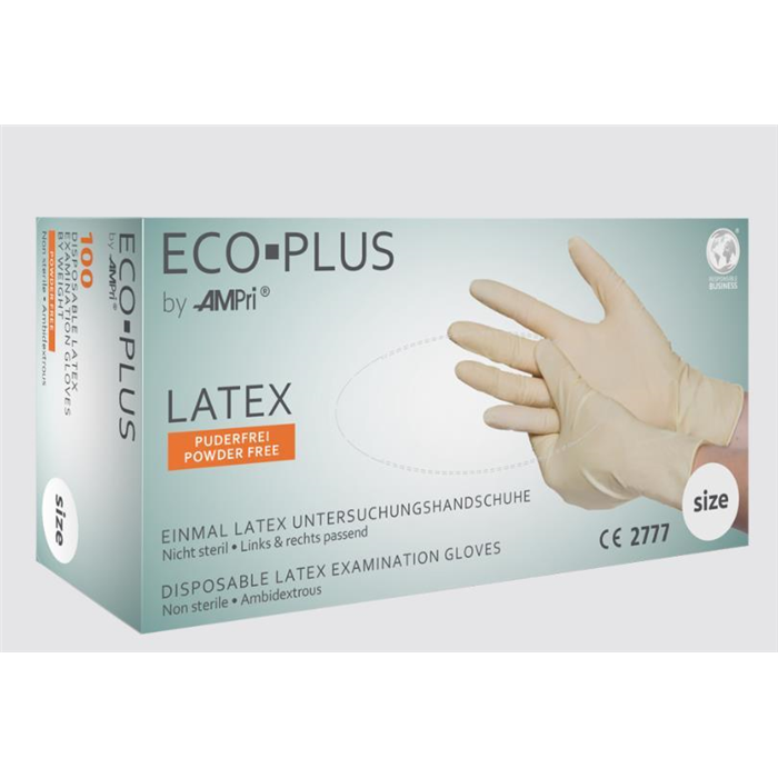 [01038] Gants en latex, blanc, taille XXL, non poudrés, Eco-Plus, 100 pcs.