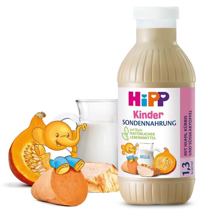 [H2623] HiPP Alimentation par sonde 1,3 kcal/ml, pédiatrique avec poulet, potiron et patate douce, 12 x 500 ml