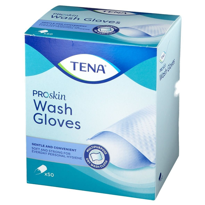 TENA ProSkin Washgloves, sans plastique, 50 pièces