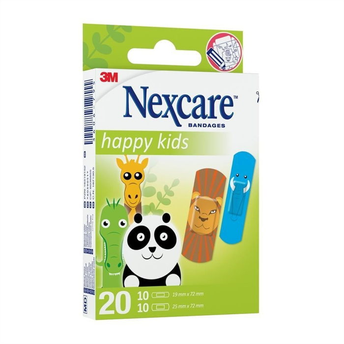 [N0920AN] Nexcare Happy Kids Animaux, Assortiment, emballage à 20 pièces / Paquet