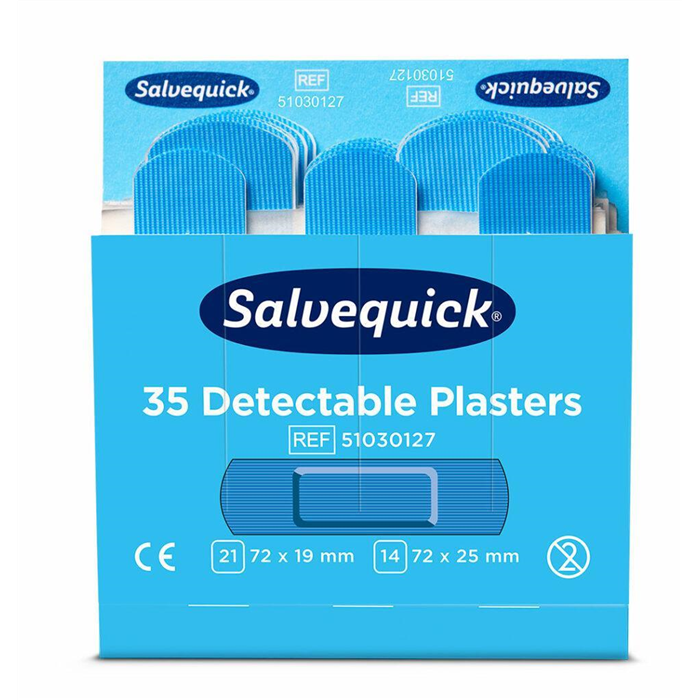[51030127 FIRS] Pansements Bleus détectables, 6 x 35 pièces 21 pièces 72 x 19 mm, 14 pièces 72 x 25 mm