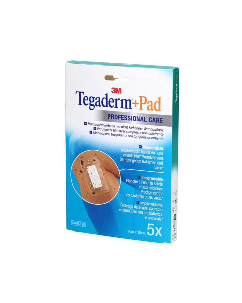 Tegaderm + pad pansement transparent avec compresse absorbante 9cm x 10 cm, boite a 5 pcs